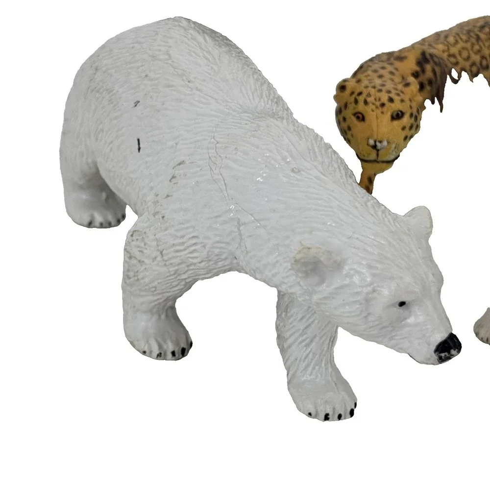AAA PVC Jungle Arctic Animals Figures Lot‎ of 5 White Tiger Elephant Leopard